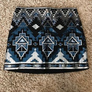 Express black Aztec sequin skirt